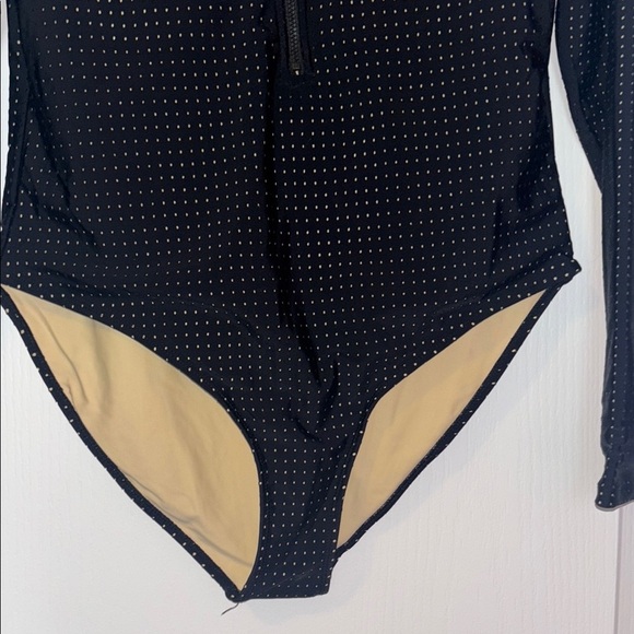 Fabletics Black and Tan One Piece Swimsuit with Zip Front - Picture 5 of 11